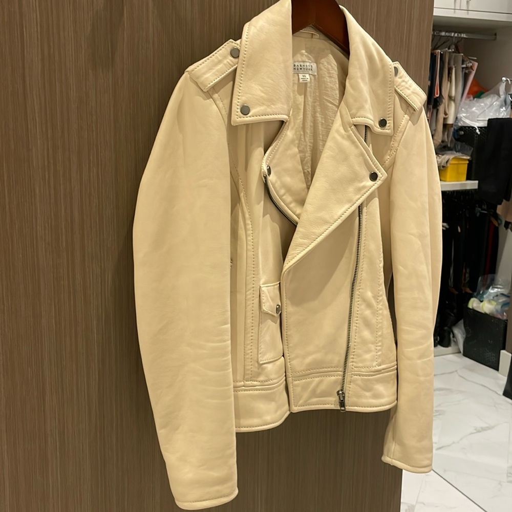Barney’s cream leather jacket size XS
